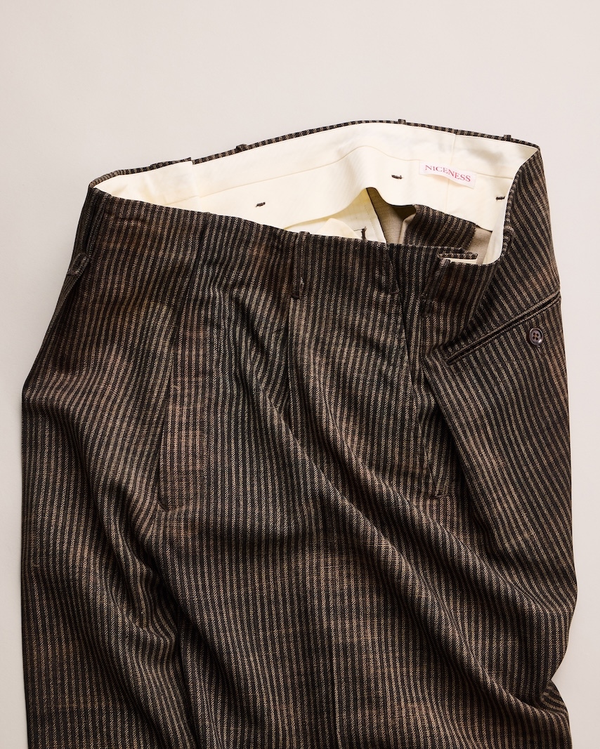 NICENESS(ナイスネス) / N.DICKENS / N.ディケンズ (プリンテッドストライプリサイズドスラックス) / NARROW STRIPES / 26AW