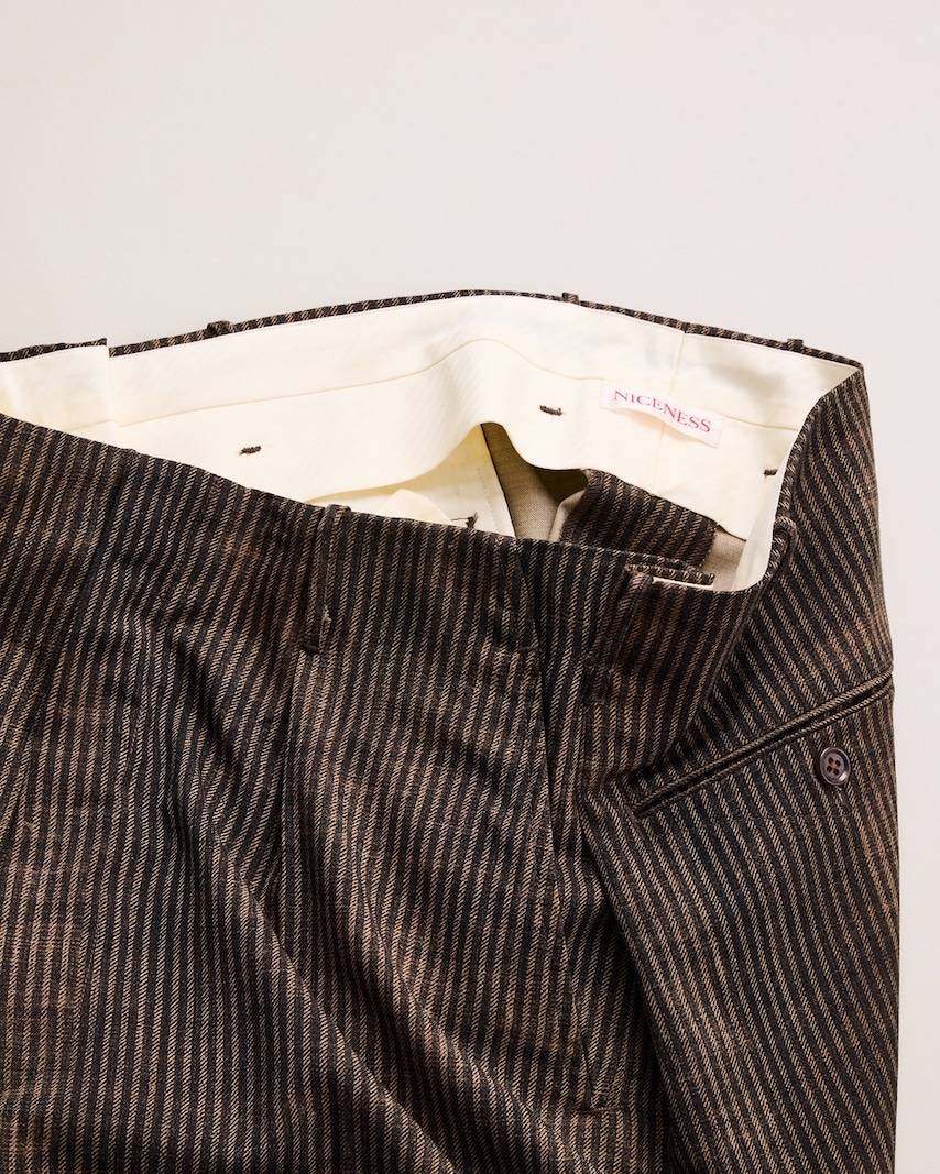 NICENESS(ナイスネス) / N.DICKENS / N.ディケンズ (プリンテッドストライプリサイズドスラックス) / NARROW STRIPES / 26AW