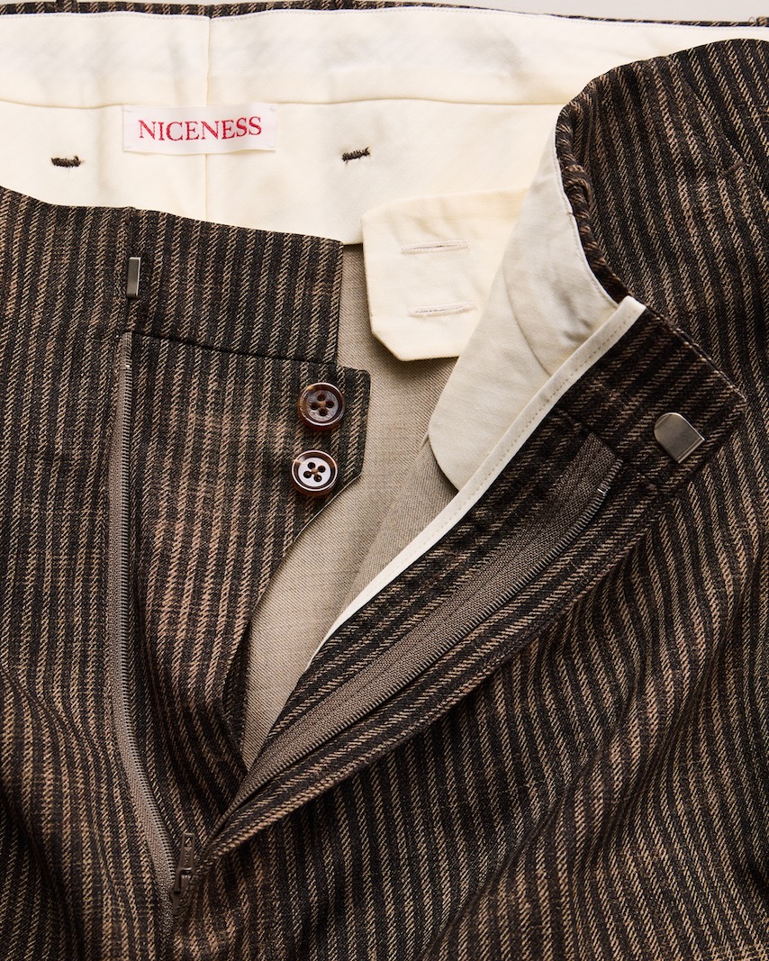 NICENESS(ナイスネス) / N.DICKENS / N.ディケンズ (プリンテッドストライプリサイズドスラックス) / NARROW STRIPES / 26AW