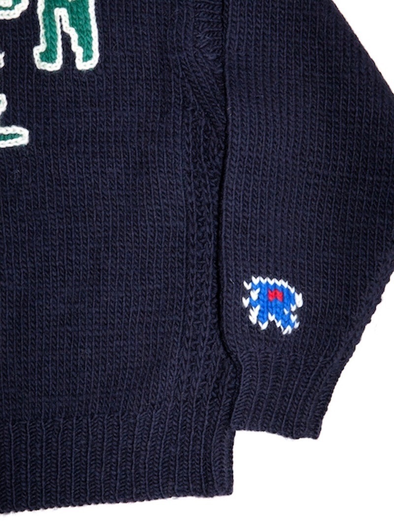 【希少】RICENINETEN HAND KNITTING SWEATER RICE NINE TEN (ライスナインテン) / HAND KNITTING SWEATSHIRT(NAVY