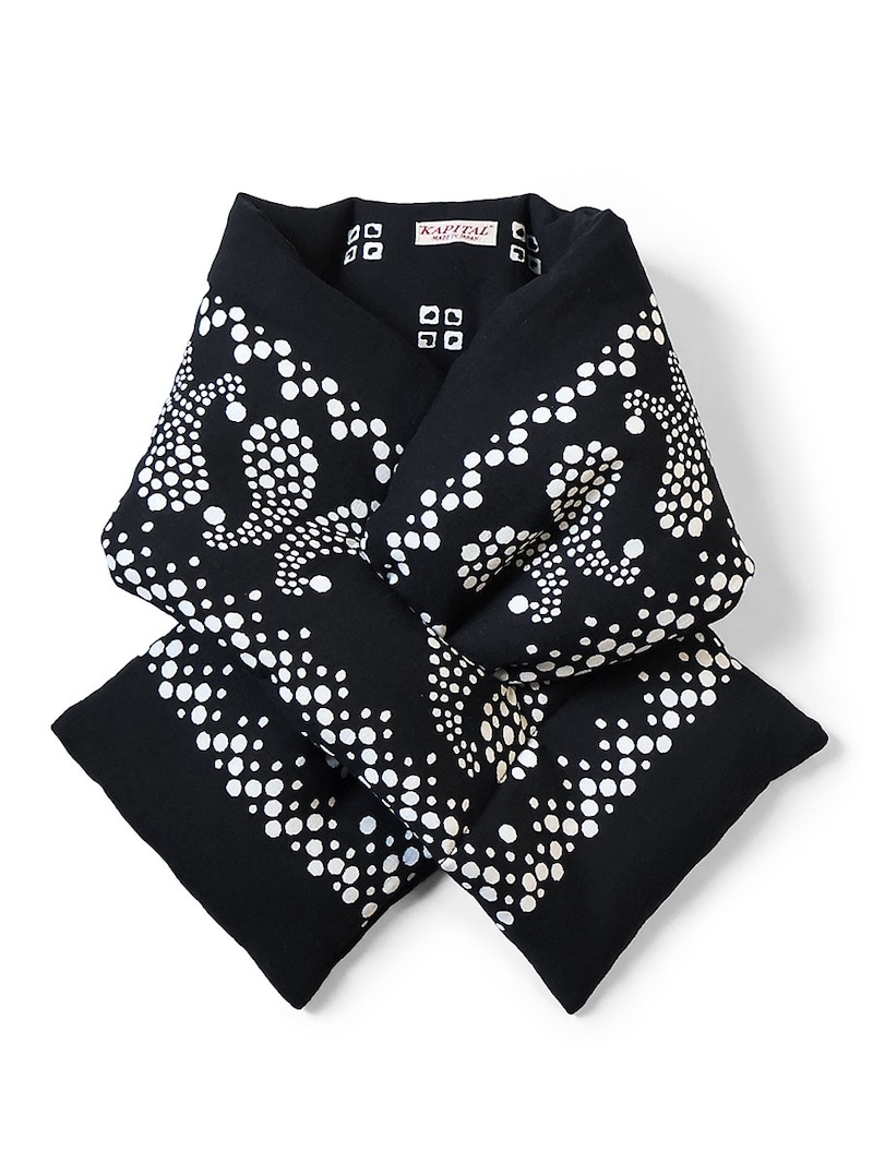 KAPITAL(キャピタル) / 麻レーヨン バンダナ柄 KESAマフラー/ ブラック