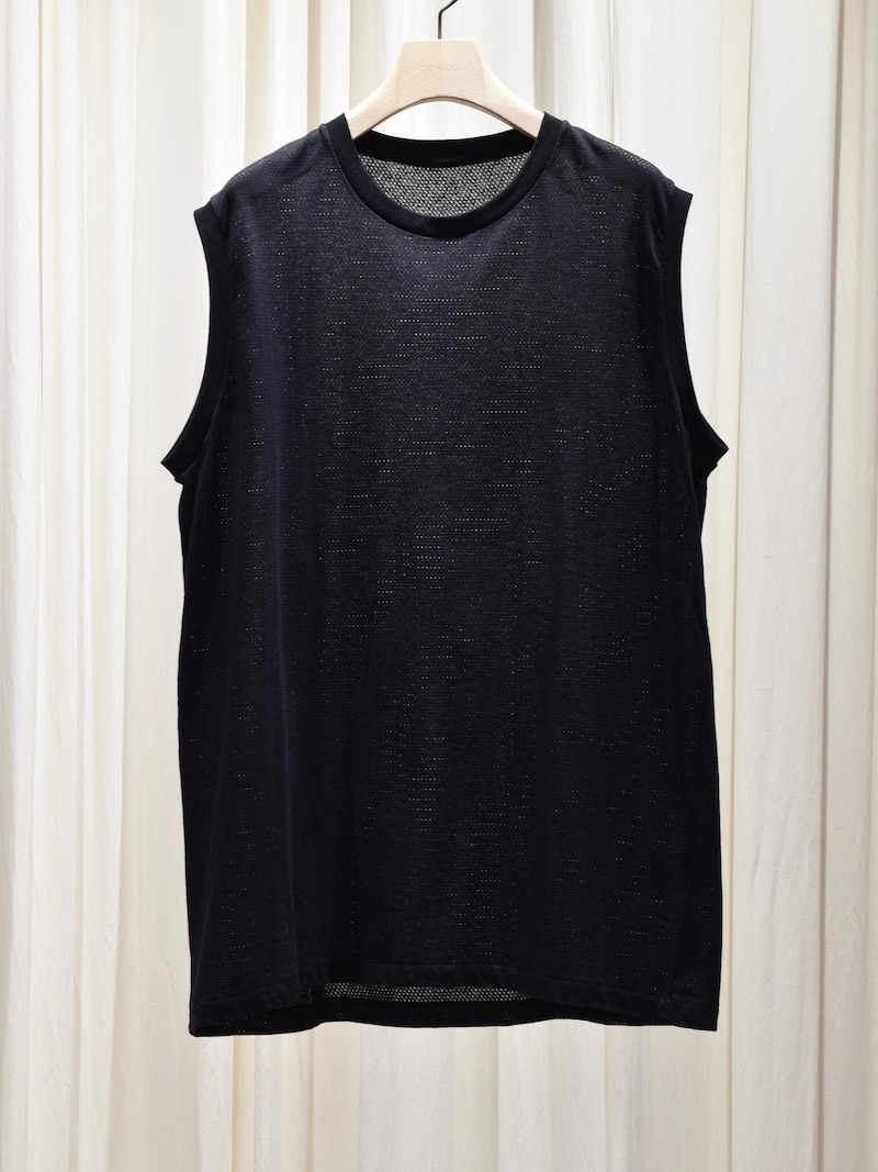 COMOLI(コモリ) / コットンメッシュ ノースリーブ / BLACK 25SS