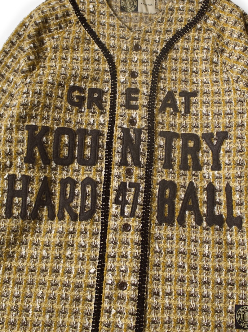 KAPITAL(キャピタル) / ファンシーツィード GREAT KOUNTRY ベースボールロングスリーブシャツ/ イエロー / 25AW