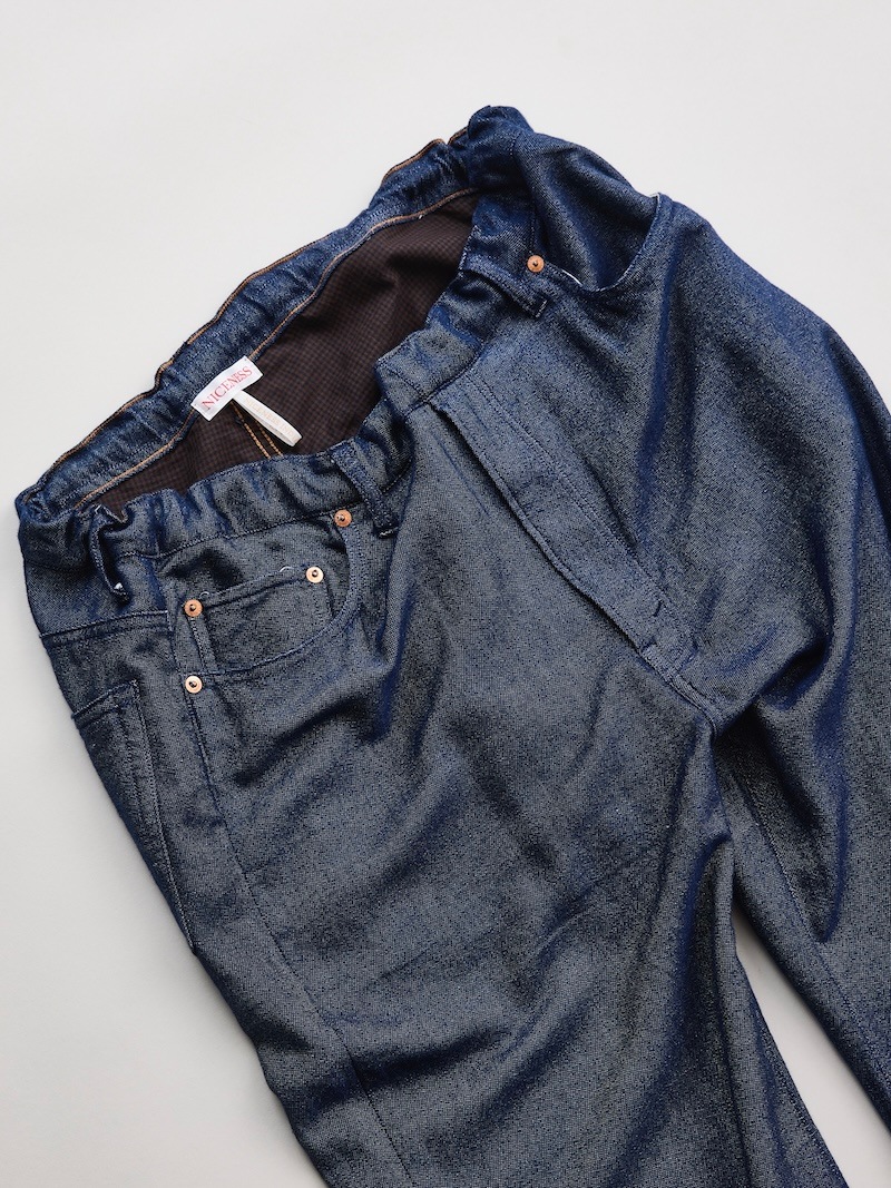 NICENESS(ナイスネス) / N.CLAPTON / N.クラプトン (ストール デニムセミフレアイージーパンツ) / NAVY / 26SS