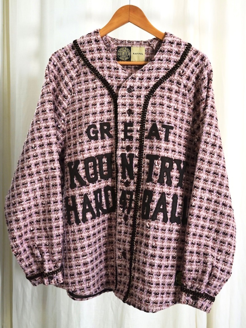 KAPITAL(キャピタル) / ファンシーツィード GREAT KOUNTRY ベースボールロングスリーブシャツ/ ピンク / 25AW