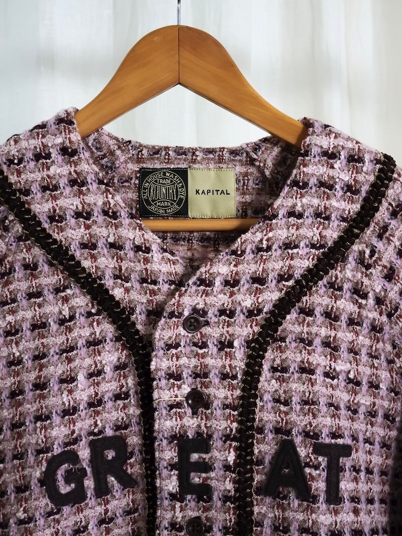 KAPITAL(キャピタル) / ファンシーツィード GREAT KOUNTRY ベースボールロングスリーブシャツ/ ピンク / 25AW