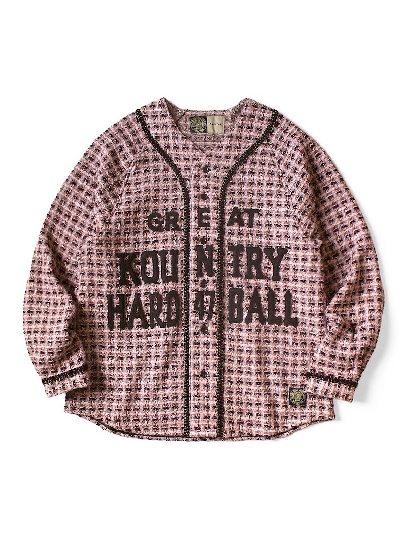 KAPITAL(キャピタル) / ファンシーツィード GREAT KOUNTRY ベースボールロングスリーブシャツ/ ピンク / 25AW