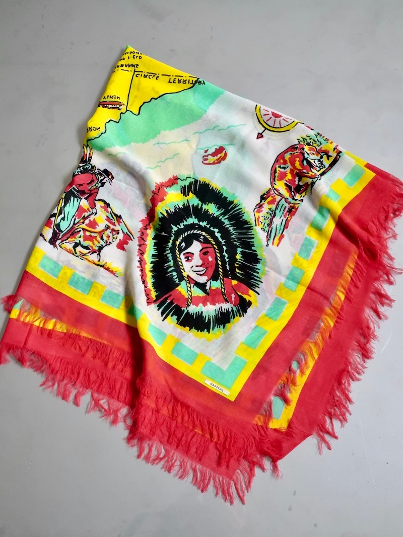 キャピタル kapital 縮絨 大判 ストール KAPITAL(キャピタル) / レーヨン フリンジストール(YUKON Life Map)40