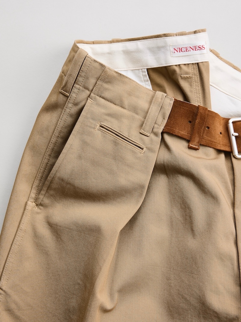 NICENESS(ナイスネス) / METHOD / メソッド (インテグレイテッドレザーベルトショーツ) / CAMEL / 26SS