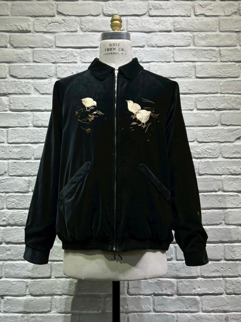 ジャケット・アウター 90s vintage souvenir jacket velvet black OLD JOE BRAND] STUNNING VELVET SOUVENIR JACKET (Niwatori to Hiyoko