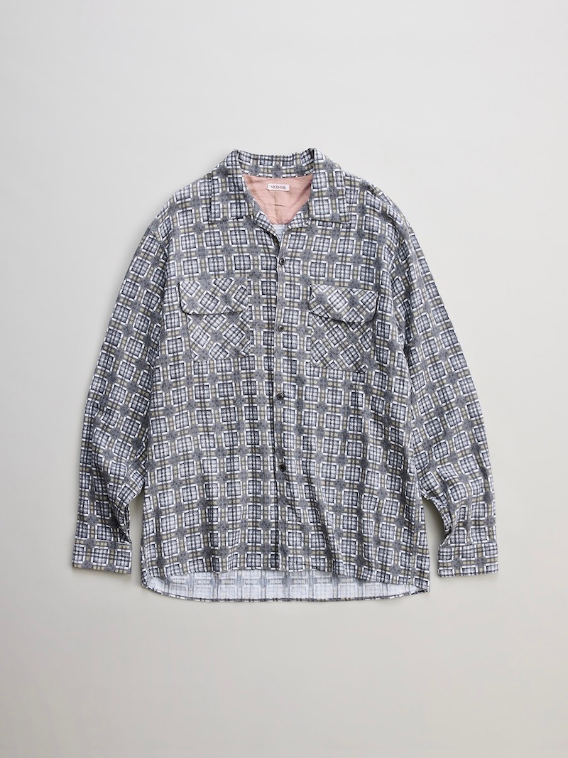 NICENESS(ナイスネス) / C.RONI / C.ロニ (プリントネルチェック ボードシャツ) / GRAY / 26SS