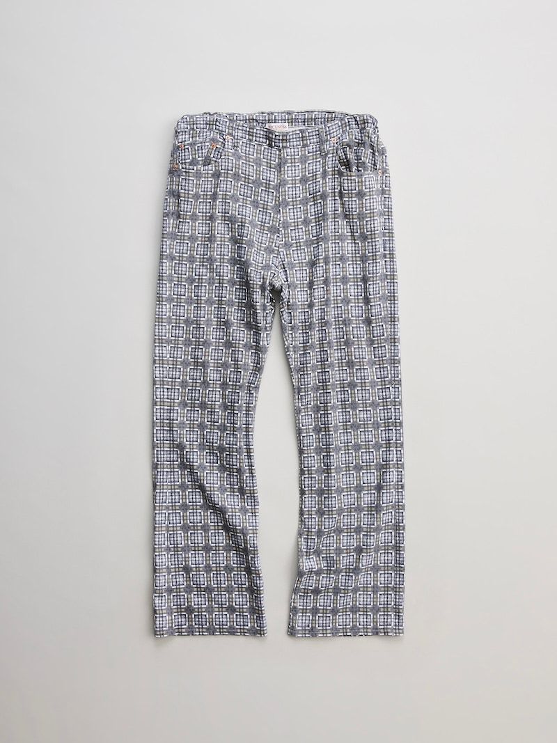NICENESS(ナイスネス) / C.SIZE / C.サイズ (プリントネルチェック セミフレアイージーパンツ) / GRAY / 26SS