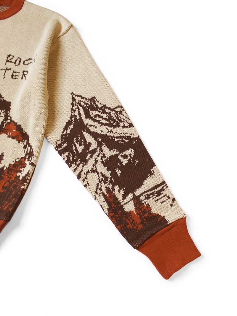 KAPITAL(キャピタル) / 8G ジャガードニット ヴィンテージクルーセーター(Slide rock bolter) / オレンジ 25AW