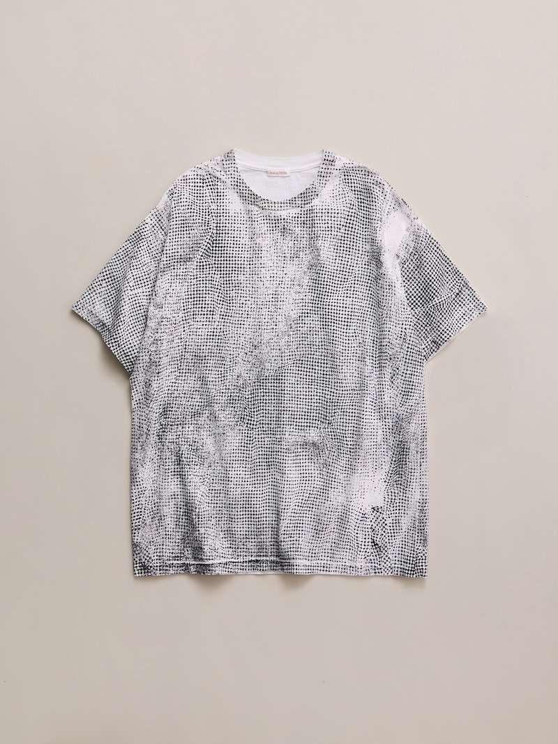 NICENESS(ナイスネス) / LYDON / ライドン (ハウンドトゥースプリントエイジドフェードTシャツ) / OFF WHITE / 26AW
