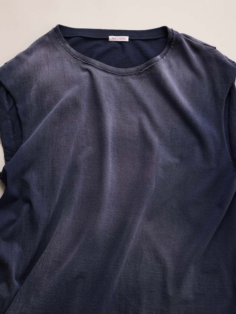 NICENESS(ナイスネス) / MCGEOCH / マッギオーク (カットオフスリーブチューブラーTシャツ) / NAVY / 26AW