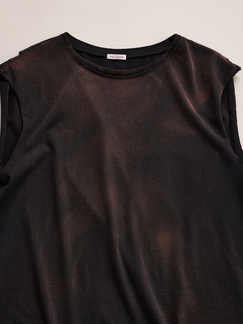 NICENESS(ナイスネス) / MCGEOCH / マッギオーク (カットオフスリーブチューブラーTシャツ) / BLACK / 26AW