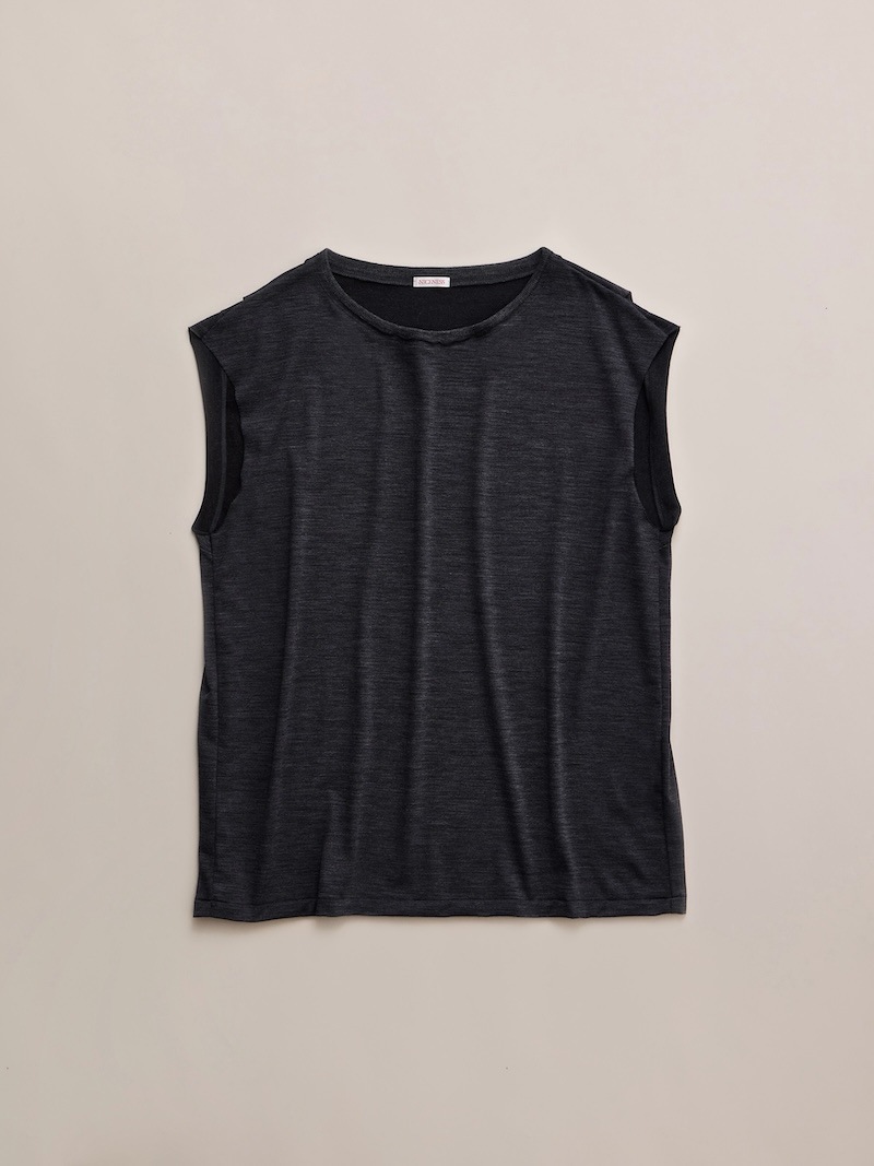 NICENESS(ナイスネス) / W.MCGEOCH / W.マッギオーク (カットオフスリーブS100sウールジャージーTシャツ) / CHARCOAL / 26AW