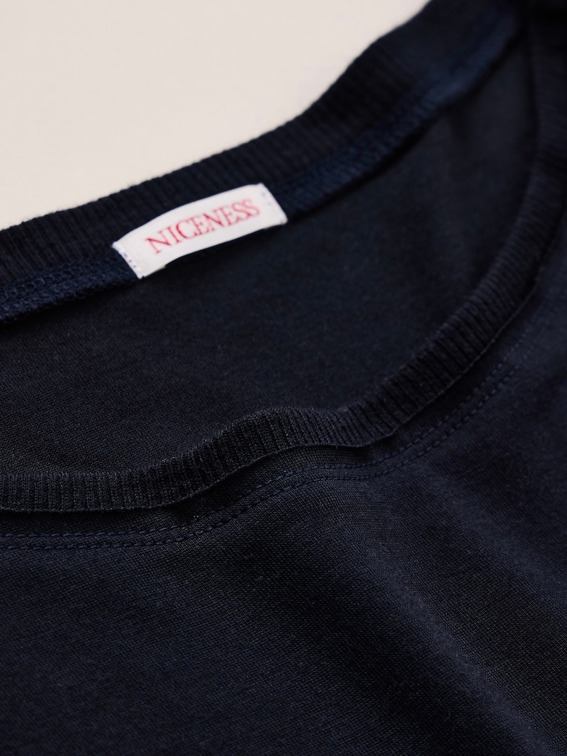 NICENESS(ナイスネス) / W.MCGEOCH / W.マッギオーク (カットオフスリーブS100sウールジャージーTシャツ) / NAVY / 26AW