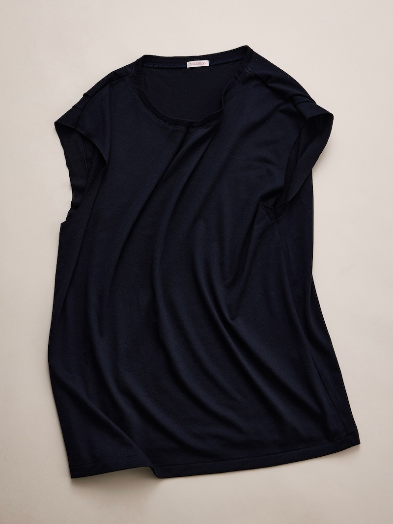 NICENESS(ナイスネス) / W.MCGEOCH / W.マッギオーク (カットオフスリーブS100sウールジャージーTシャツ) / NAVY / 26AW