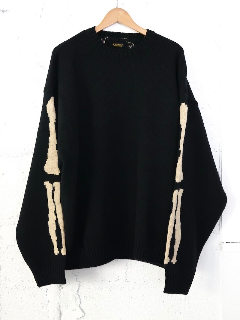 骨董品に kapital 5G ウール BONEフードセーター