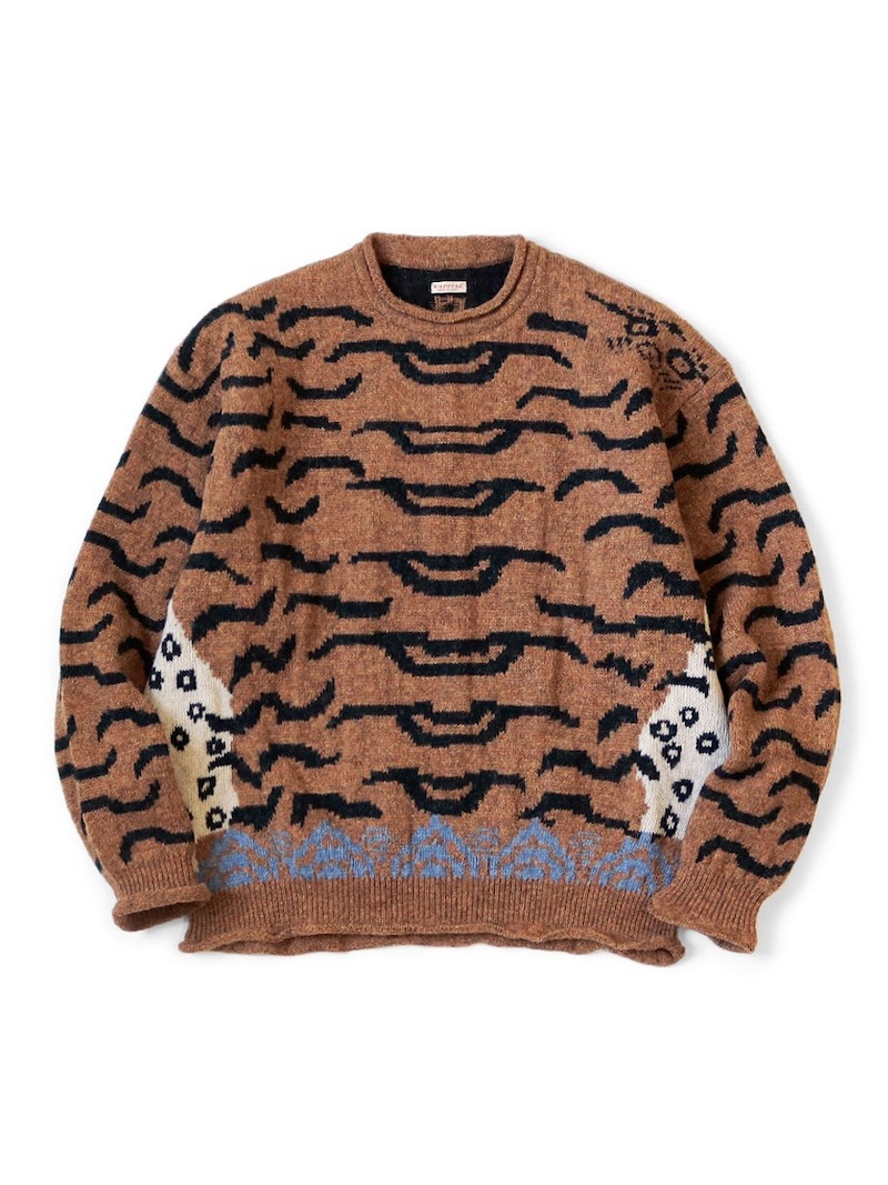 KAPITAL (キャピタル) ネパールタイガー クルーネックセーター ベージュ KAPITAL キャピタル ネパールタイガー クルーネックセーター ベージュ