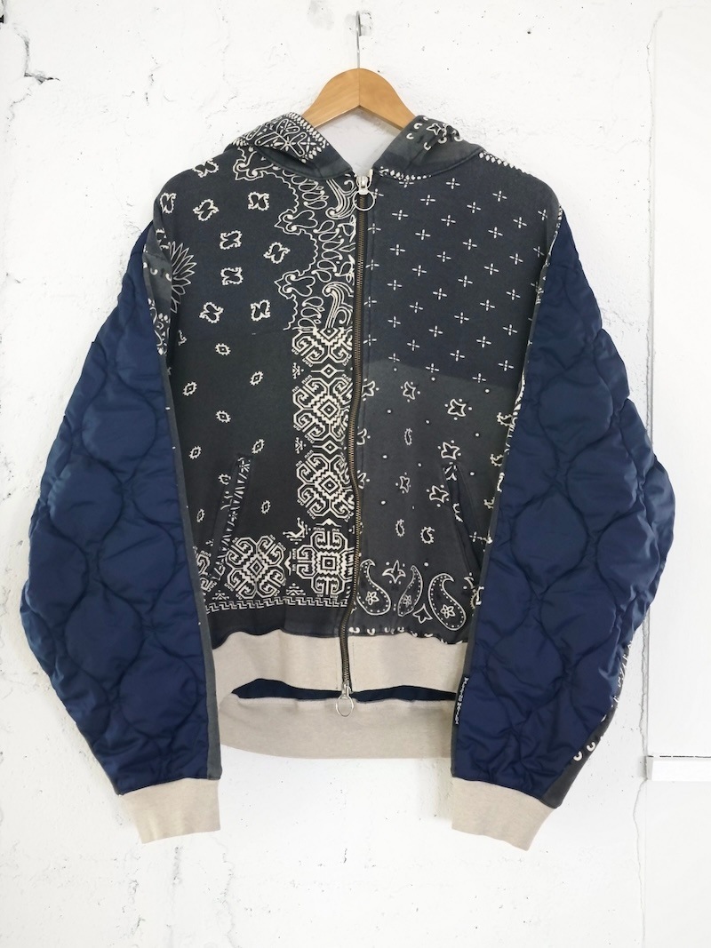 KAPITALキャピタル　黒バンダナ柄 ビバークフードブルゾン　サイズ４ KAPITAL - 裏毛バンダナ柄 ビバークフードブルゾン - BLUE NEON