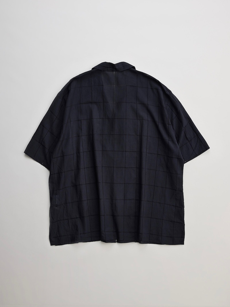 NICENESS(ナイスネス) / C.JOSHUA / C.ジョシュア (ハンドカットラティスファブリック オープンカラーシャツ) /  BLACK / 26SS
