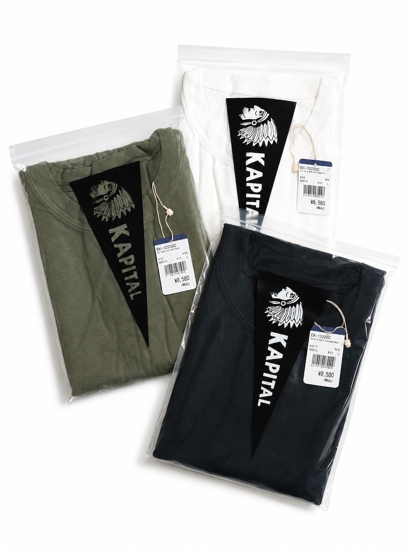 KAPITAL(キャピタル) / 20/-天竺 ペナントT(3flags) / ホワイト / 26SS