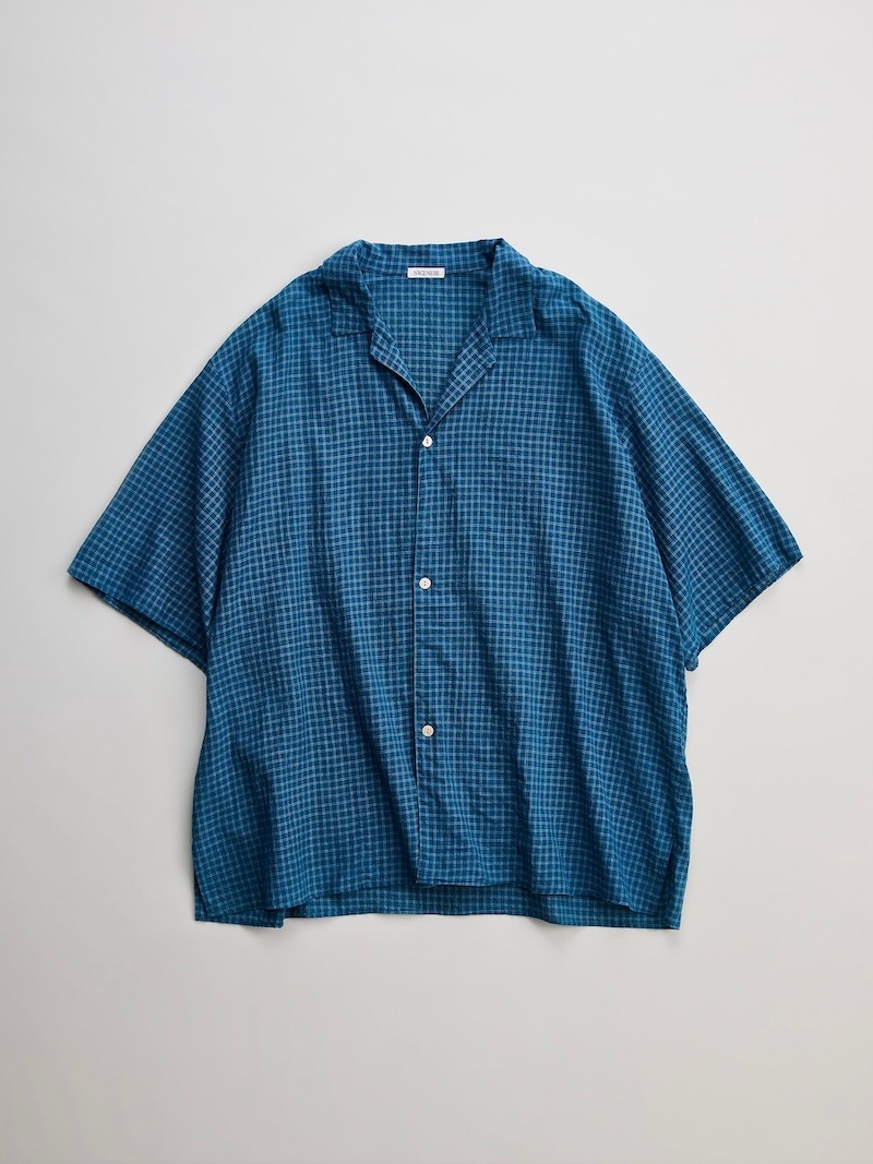 NICENESS(ナイスネス) / I.JOSHUA / I.ジョシュア (インディゴチェック オープンカラーシャツ) / 26SS