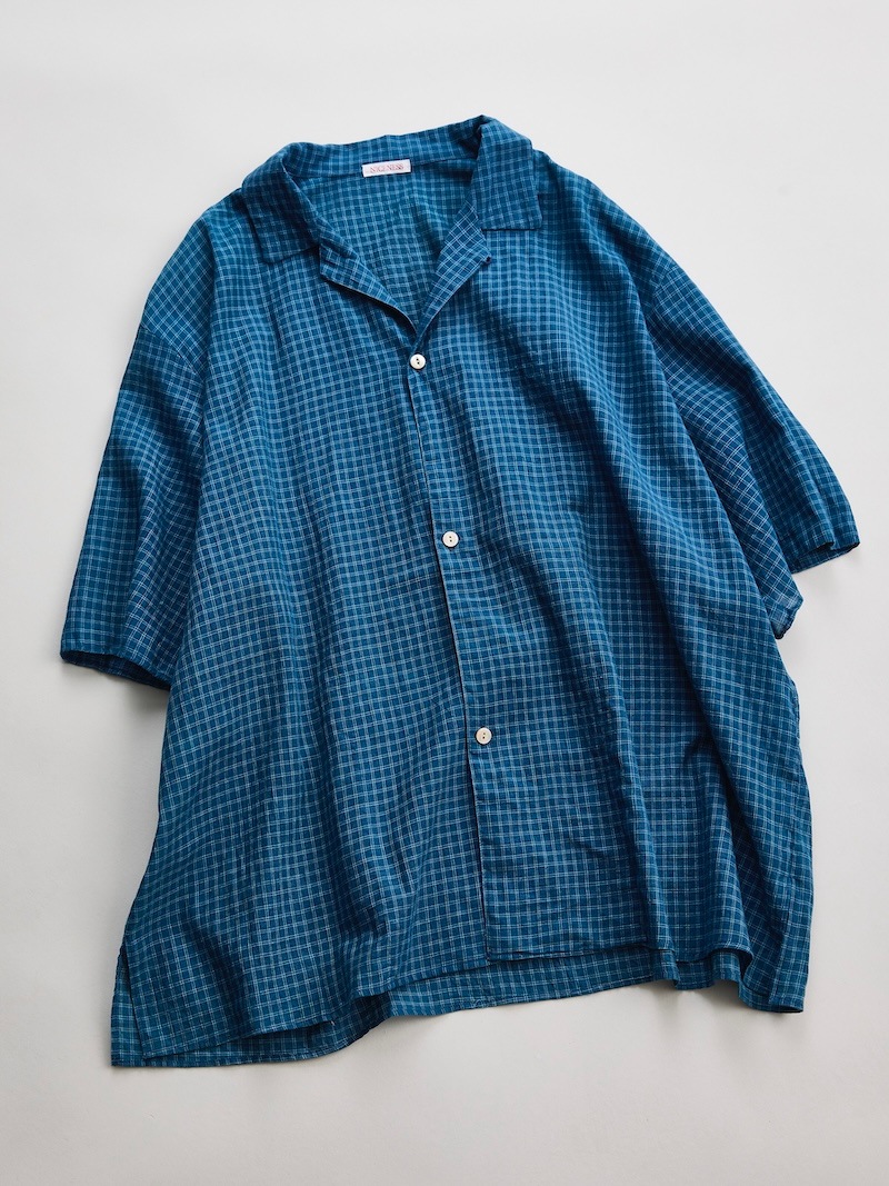 NICENESS(ナイスネス) / I.JOSHUA / I.ジョシュア (インディゴチェック オープンカラーシャツ) / 26SS
