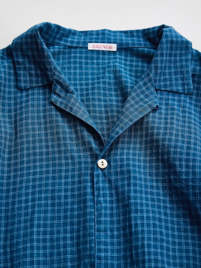 NICENESS(ナイスネス) / I.JOSHUA / I.ジョシュア (インディゴチェック オープンカラーシャツ) / 26SS