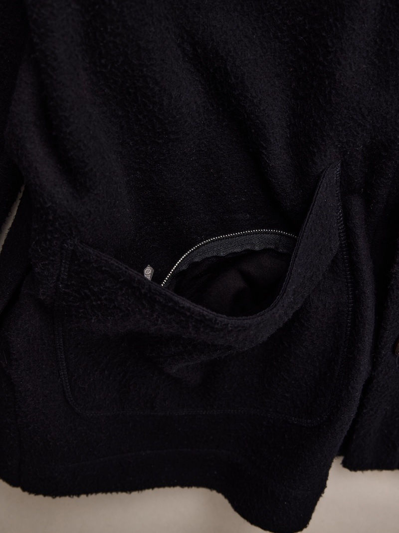NICENESS(ナイスネス) / S.BORLAND / S.ボーランド (シルクフリースオーバーシャツコート) / BLACK / 26AW