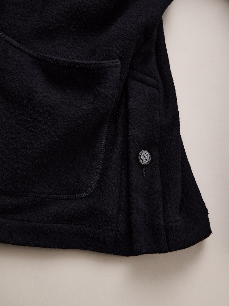 NICENESS(ナイスネス) / S.BORLAND / S.ボーランド (シルクフリースオーバーシャツコート) / BLACK / 26AW
