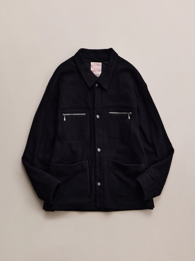 NICENESS(ナイスネス) / S.BORLAND / S.ボーランド (シルクフリースオーバーシャツコート) / BLACK / 26AW