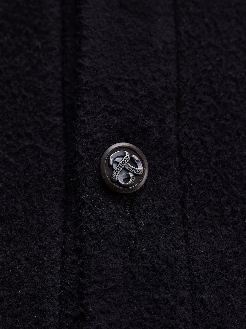 NICENESS(ナイスネス) / S.BORLAND / S.ボーランド (シルクフリースオーバーシャツコート) / BLACK / 26AW