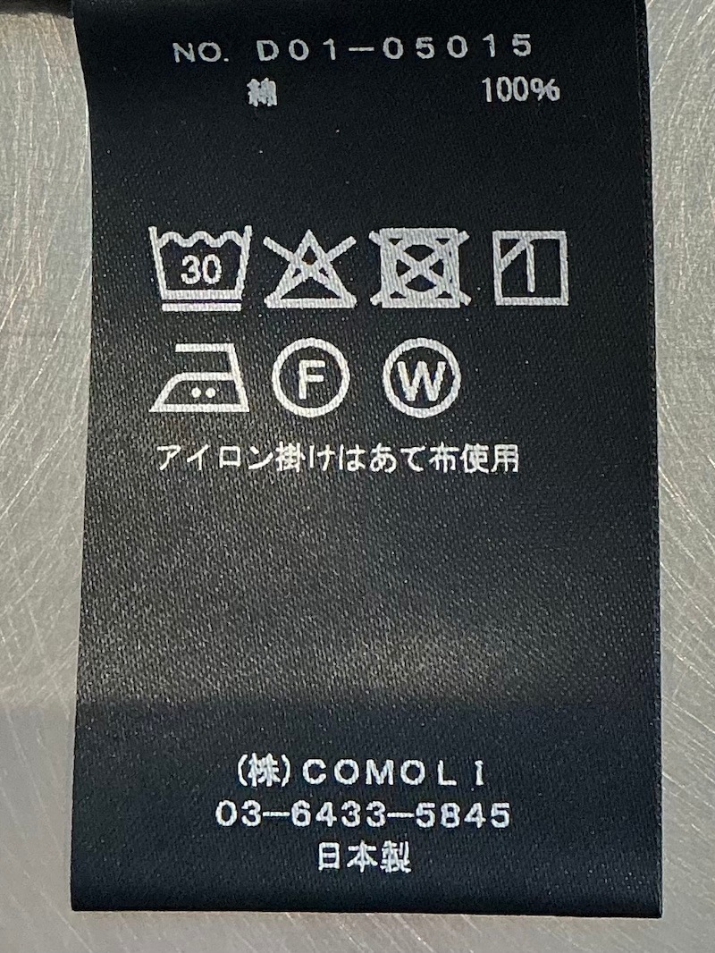 COMOLI(コモリ) / コットンジャージ ノースリーブ / BLACK 26SS