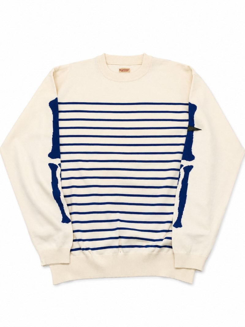 KAPITAL(キャピタル) / 12G パネルボーダーニットクルーセーター( BONEスリーブ ) / 26AW 