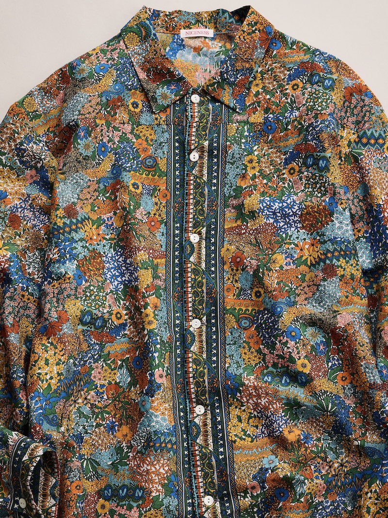 NICENESS(ナイスネス) / P.JAMET / P.ジャメット (グラフィカルパターンスカーフシャツ) / IVORY / 26AW