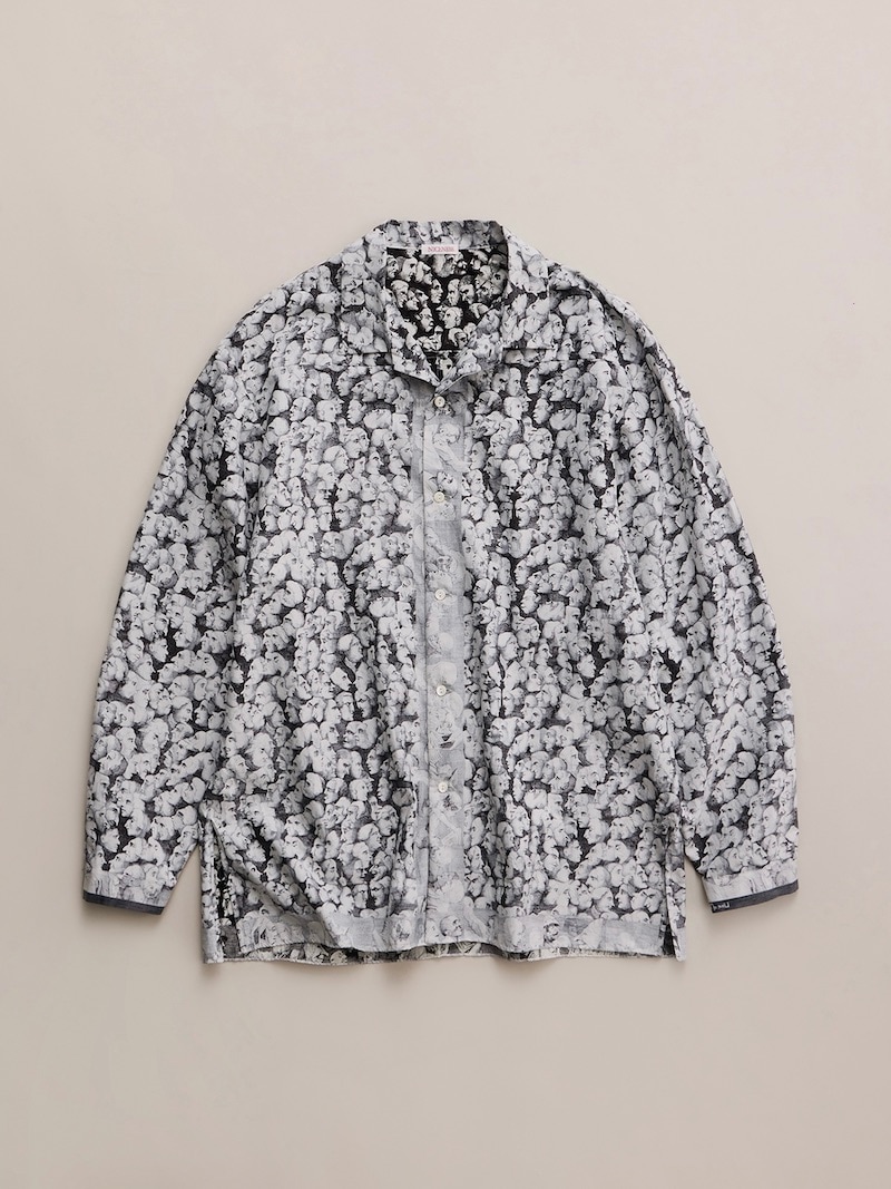NICENESS(ナイスネス) / P.JAMET / P.ジャメット (グラフィカルパターンスカーフシャツ) / BLACK & WHITE / 26AW