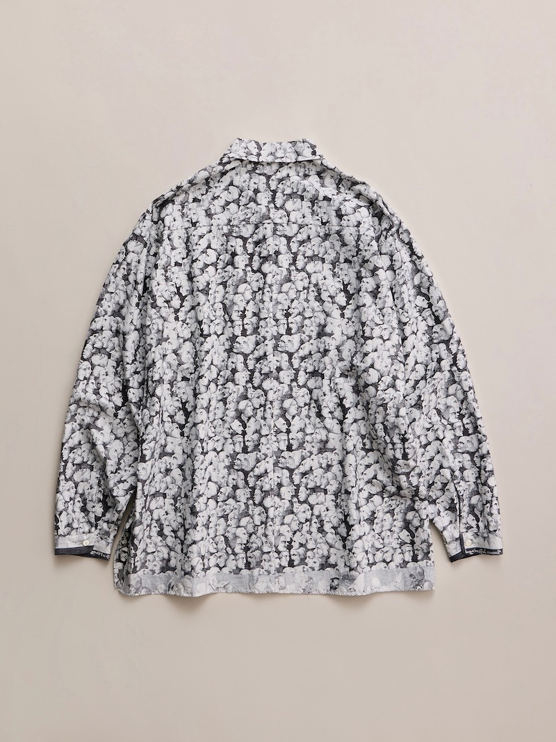 NICENESS(ナイスネス) / P.JAMET / P.ジャメット (グラフィカルパターンスカーフシャツ) / BLACK & WHITE / 26AW