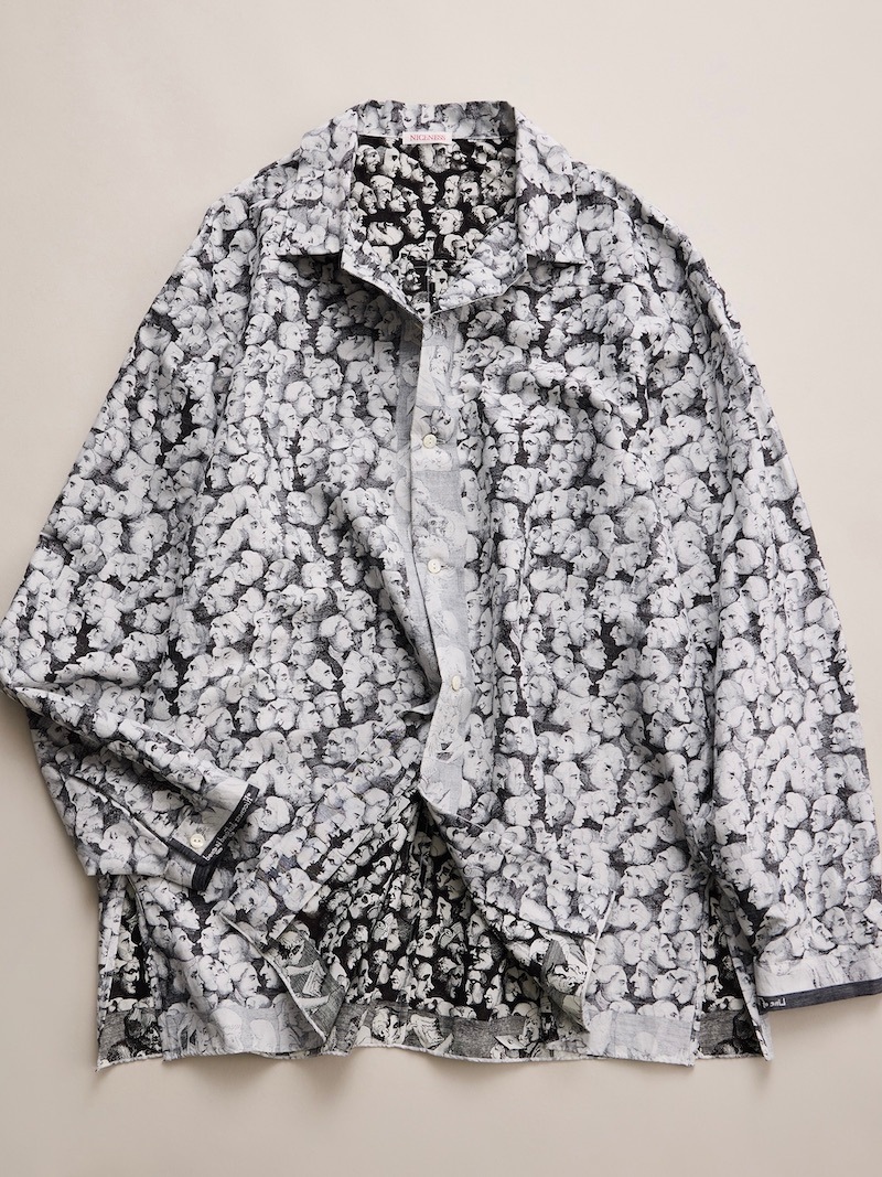 NICENESS(ナイスネス) / P.JAMET / P.ジャメット (グラフィカルパターンスカーフシャツ) / BLACK & WHITE / 26AW