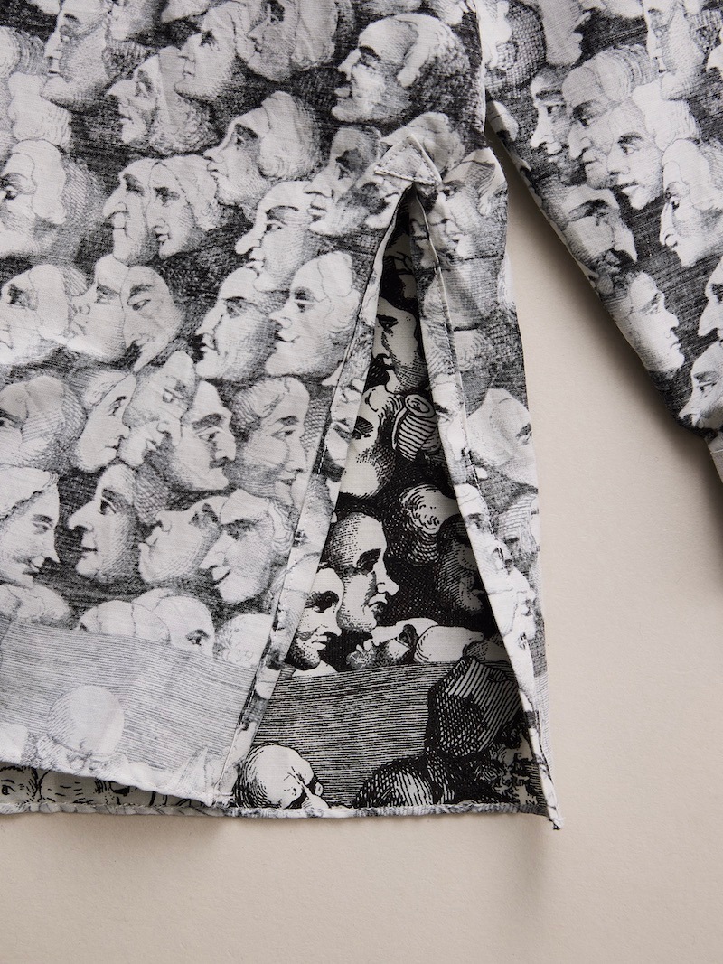 NICENESS(ナイスネス) / P.JAMET / P.ジャメット (グラフィカルパターンスカーフシャツ) / BLACK & WHITE / 26AW