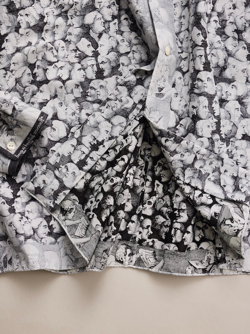 NICENESS(ナイスネス) / P.JAMET / P.ジャメット (グラフィカルパターンスカーフシャツ) / BLACK & WHITE / 26AW