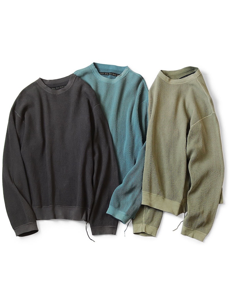 KAPITAL(キャピタル) / ECOワッフル BIGクルースウェット / ターコイズ