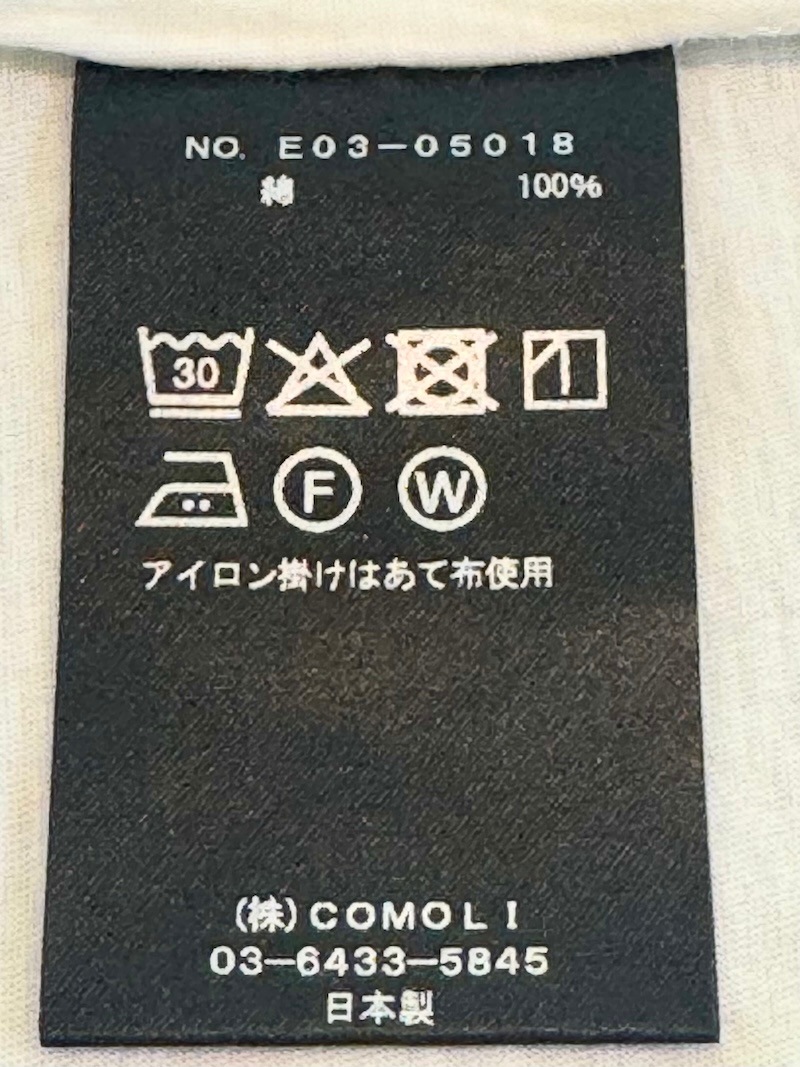 COMOLI(コモリ) / THINコットン 長袖Tシャツ 26AW