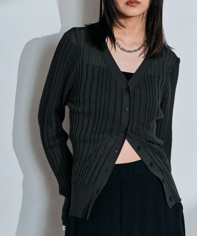 シアーリブニットカーディガン 全3色 【SALE】