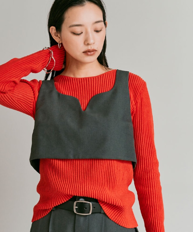 ストレッチソフトツイルバックベルトビスチェ 全4色