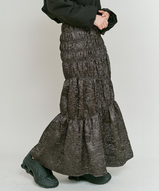 ブライトジャカードシャーリングスカート 全3色