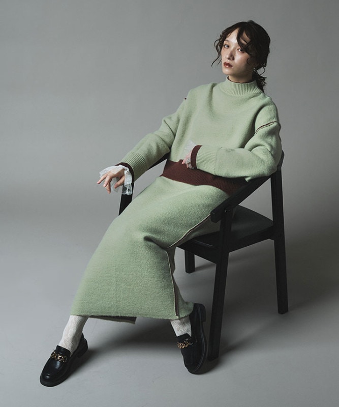 リバーシブルバイカラーニットトップス 全3色