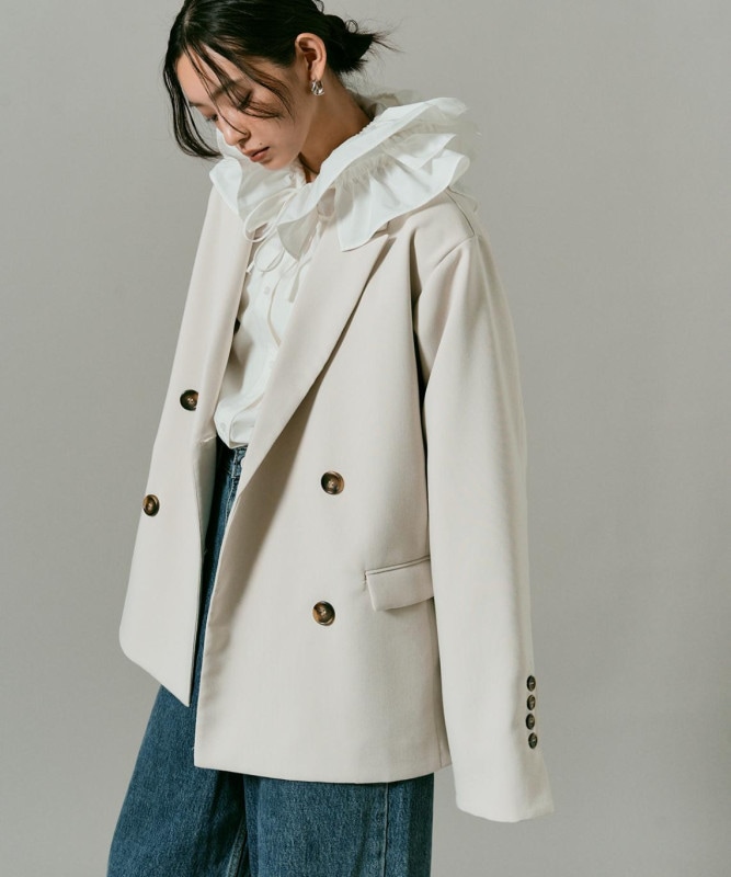 ストレッチソフトツイルチュール付きジャケット 全4色